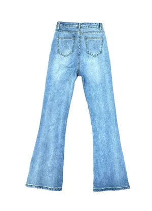 SheIn, size 0, blue, high-waisted flare jeans thumbnail 2