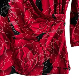 Vintage AGB California Blouse Red Gold Metallic Floral Whimsigoth Fairy Grunge thumbnail 6