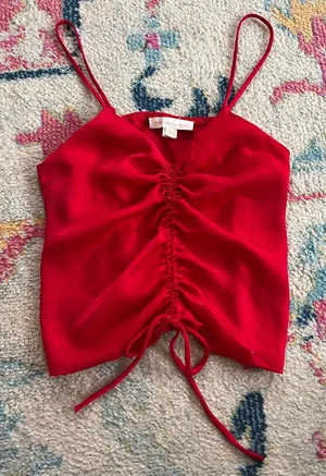 Monteau Satin Ruched Red Tank Top Size Medium thumbnail 1