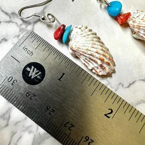 Blue orange shell drop earrings thumbnail 8