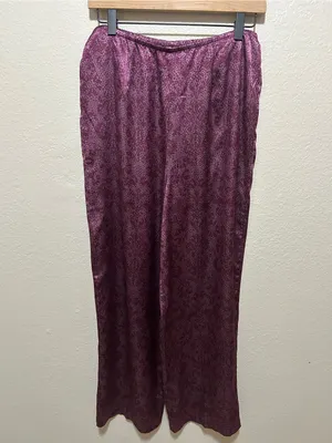 Victoria’s Secret Satin Pajama Set Purple Leopard Print Lace Trim Size Medium thumbnail 5
