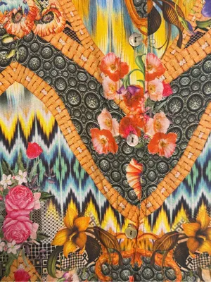Brazilian 100% Viscose Mixed Print Boho Art Blouse Floral Eclectic L Dopamine thumbnail 9