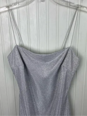 NEW Windsor Silver Glitter Sparkle Slip Dress with Cowl Neck Size Medium Fairy thumbnail 3
