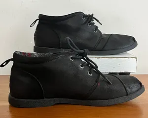 Skechers BOBS Women Black‎ Chukka Ankle Boots Plaid Lined Lace Up 34487 Size 7.5 thumbnail 1