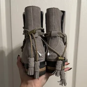 NWOB Sorel Farah Slate Gray Waterproof Suede Short Boots Ankle Minimalist Gorp‎ thumbnail 4