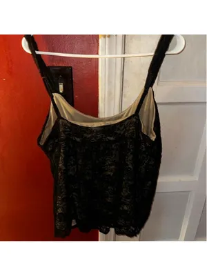 90s Vintage NY&Co Black Floral Lace Overlay Cami Top Nude Lining Grunge Coquette thumbnail 6
