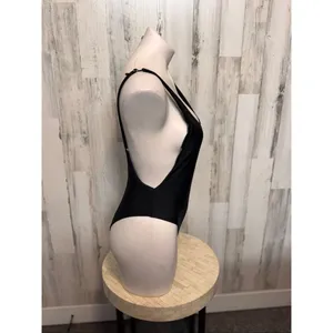 Classic Black Scoop Back Bodysuit | Stretchy Basic Tank One Piece – Size Medium thumbnail 6