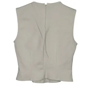 Zara Sleeveless Detailed Lining Fitted Classy Blouse Top Back Zip Up L Beige thumbnail 4