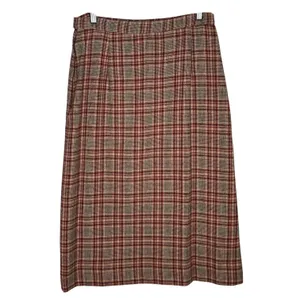 1970s Pendleton Virgin Wool Plaid Skirt USA Midi 27” Brown Red Medium thumbnail 3