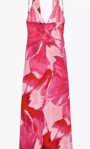 ZARA Elegant Pink Floral Maxi Dress thumbnail 8