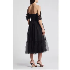 Lulus Divine Dreamer Off the‎ Shoulder Tiered Midi Dress, Black, XL, NWT thumbnail 3