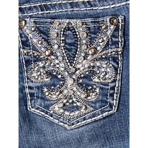 Grace in LA Jeans Size 5/26 TALL Bootcut Embellished Denim Bling Y2K Western‎ thumbnail 14