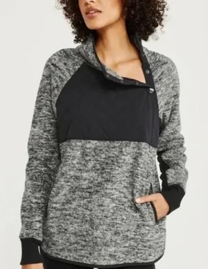 Abercrombie & Fitch Quilted Fleece Pullover Sweatshirt‎ Mock Neck XS Equestrian thumbnail 1