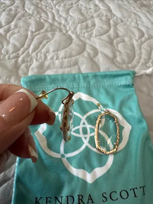 Kendra Scott “Ella” Drop Gold-Tone Clear Faceted Drop Earrings with Pouch thumbnail 3