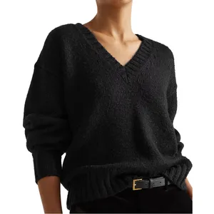 NWOT LAUREN RALPH LAUREN Black Metallic Thread Ribbed Long Sleeve Sweater thumbnail 3