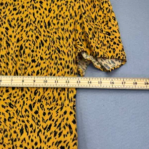 AFRM Yellow Cheetah Animal Print Maxi Dress Short Sleeve‎ Front Slit Medium thumbnail 3