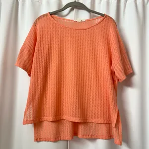 Orange Beachy Sheer High Low Top Size Large thumbnail 1