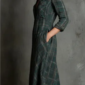 Chic Plaid Maxi Dress in Green Size L thumbnail 2