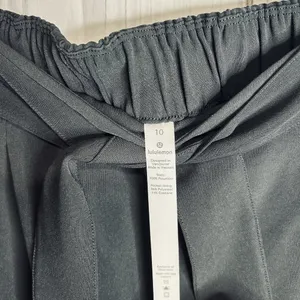 LULULEMON Noir Pant Women Sz 10 Wide Leg Tie Elastic Waist Black Slash Pockets thumbnail 7