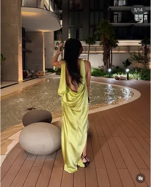 Zara maxi dress zwcollection satin flowy Sleeveless Lime evening party wedding thumbnail 2