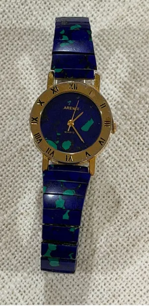 Arenix Women’s Quartz Watch Blue Stone Inlay Gold Tone Roman Numeral thumbnail 1