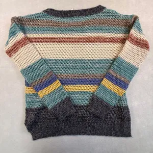 Willow & Clay Womens Striped Open Knit Mohair Blend Sweater Twee Whimsical Small thumbnail 3