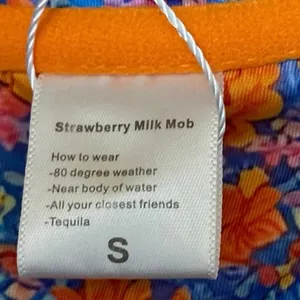NEW Strawberry Milk Mob Disco Love Blue Coral Gingham Floral Bikini Top Size S thumbnail 5