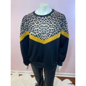 SheIn Color Block Leopard Panel Drop Shoulder Sweater 2XL thumbnail 5