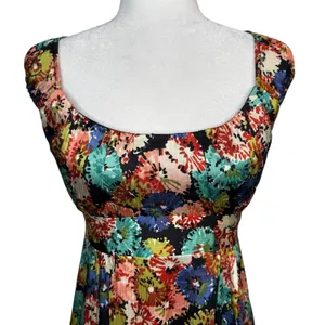 Nanette Lepore 100% Silk Mini Babydoll‎ Dress 10 Dark Floral Tiered Whimsy Fairy thumbnail 5
