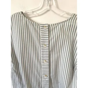 Madewell Striped Button Mini Dress Green Gray Tank Size Small thumbnail 5