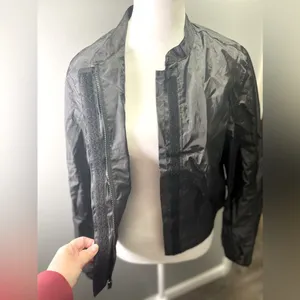 Harley Davidson Women's Black Velcro Zip‎ Up Windbreaker Jacket Size Medium thumbnail 4