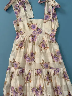 Zimmermann Rosa Striped Lilac Rose Picnic Dress Cotton Silk Maxi thumbnail 8