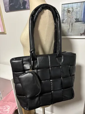 Windsor Woven leather large tote purse thumbnail 1