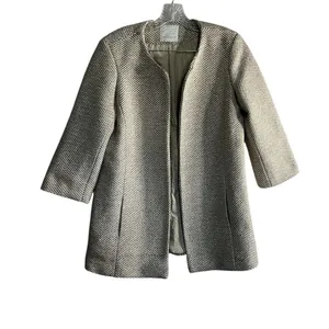 Mercer & Madison Metallic Open‎ Front Woven Car Coat Pea Coat thumbnail 2