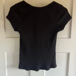 Free People Black Ribbed Short Sleeve Top thumbnail 3