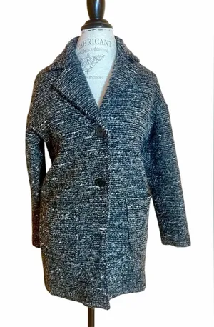 DIVIDED by H&M Black & White Button Up Jacket Coat w/Two Front Pockets Sz US 4 thumbnail 1