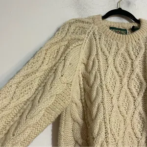American Eagle VTG Icelandic Wool Cable Knit Chunky Sweater Fisherman Preppy thumbnail 5