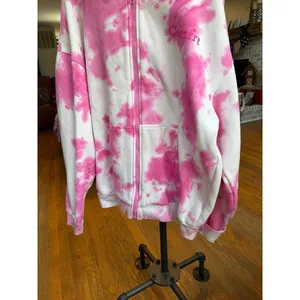 Comfrt "Minimalist Zip Hoodie" Strawberry Swirl pink tie-dye pattern XL thumbnail 4