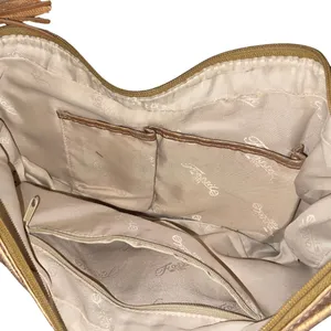 Fossil Genuine Leather Shoulder Hobo handbag Gold Crescent Purse thumbnail 2