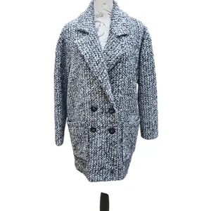 Hatch The Bristol Coat Black & White Textured Double Breasted Wool Blend Small‎ thumbnail 4