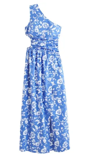 Abercrombie And Fitch One-Shoulder Cutout Maxi Dress Floral Midi Size L NWOT thumbnail 1