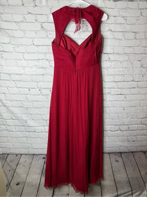 Amsale Elegant Red Halter Maxi Dress - Classic Evening Style size 10 thumbnail 10