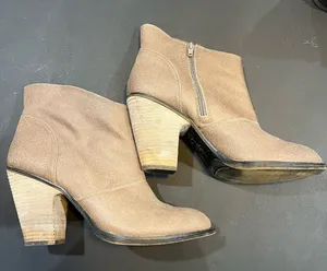Jessica Simpson western brown maxi booties split suede cowhide leather thumbnail 1