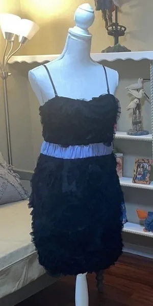 Miss Me Couture Cocktail Little Black Dress Purple Trim thumbnail 1