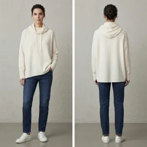 Banana Republic Size-L‎ Womens Pullover Sweater Hoodie Off White thumbnail 2