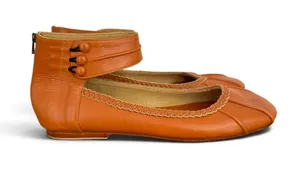 Elf shoes women's 10.5 Bali Muse ankle strap leather ballet flats zip handmade thumbnail 1
