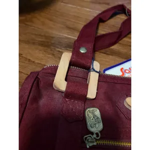 American‎ Eagles Tote Bag Vintage 90s Burgundy Canvas Wood Buckle NWT OS Retro thumbnail 6