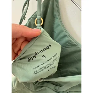 Dippin Daisys Sage Green One Piece Swimsuit Tie Shoulder Gold Hardware Small thumbnail 3