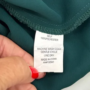 Amanda Uprichard Kimmie‎ Teal Green Smocked Mock Neck Keyhole Mini Dress Medium thumbnail 9