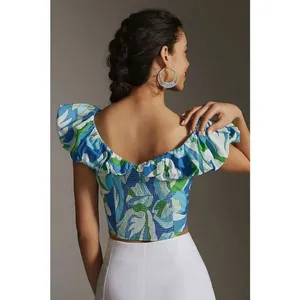 ✨Anthropologie Maeve Ruffle-Sleeve Cropped Sz Medium Blouse✨ thumbnail 4